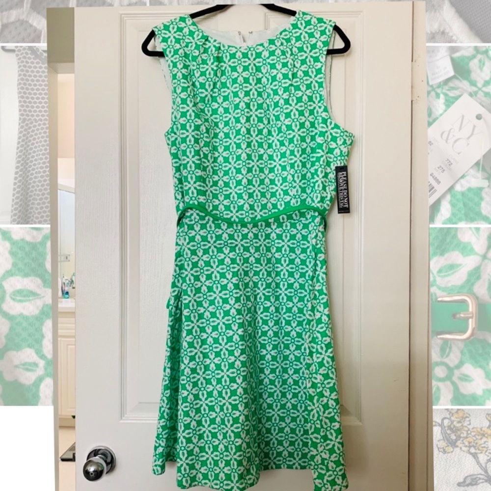 NWT Green/White Belted Dress - New York & Co